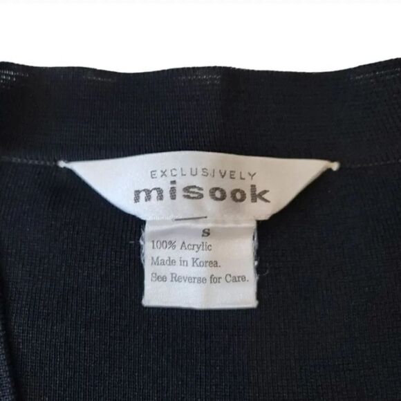 Misook Fine Knit Open Front Longsleeve Sweater Cardigan in Black Size Small - Picture 6 of 9